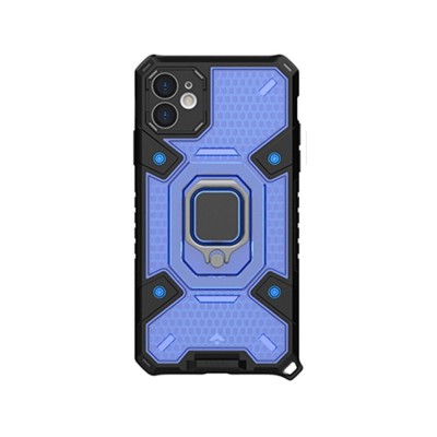 Husa Techsuit Honeycomb Armor Cu Inel Metalic, iPhone 12, Albastru